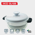4 cup Heat-resistant Glass cooking pot with pp lids and steamer